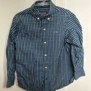 Blue plaid Vineyard Vines button down Whale shirt